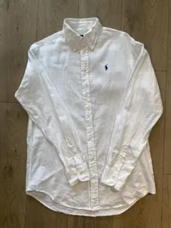 ポロ・ラルフ・ローレン リネンシャツ 長袖 ホワイト