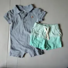 gap 半袖 ポロシャツ ロンパース ズボン セット 3-6m 60cm