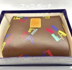 n1276 FILA ポーチ ブラウン カラフルロゴ ブランド フィラ 箱付きのサムネイル
