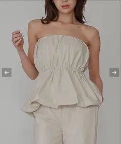 styling/ ラッフルニットベアトップ ベージュ 新品 - メルカリ