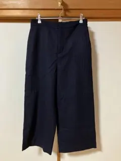 《GALERIE VIE》ウールワイドパンツ　ネイビー　ストライプ