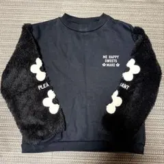 モコモコトレーナー 袖お花 バイカラー 130cm