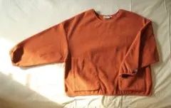 オレンジ フリース トレーナー ポケット付き