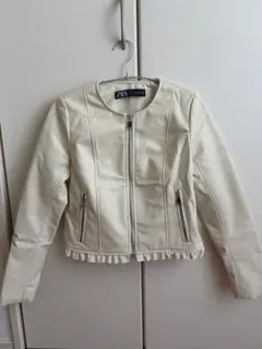 ZARA フェイクレザージャケット ホワイト Sサイズ