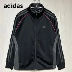 adidas アディダス トラックジャケット ジャージ 黒/灰 刺繍 ロゴ M