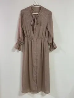 GU リボン付き長袖シャツワンピース L