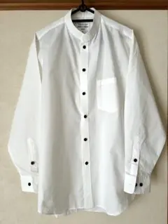 バンドカラーシャツ 長袖 白 XL