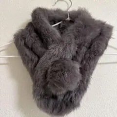 グレー フェイクファー マフラー　ティペット