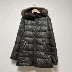 09 ユニクロ ロングダウンコート ファーフード付き 黒 ダウン 