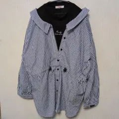 Finklatte ストライプ柄レイヤードシャツ L