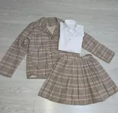 150cmチェック柄 ジャケット・スカート・シャツセット