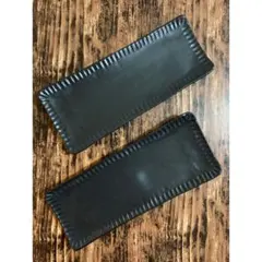 カフェ風 長皿マット黒2枚 さんま皿 刺身皿 和洋食器 磁器 美濃焼 オシャレのサムネイル