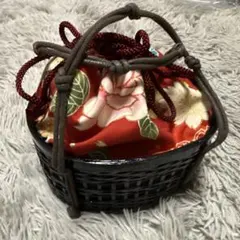 浴衣用　和装用バッグ 巾着 かごバッグ 桜柄のサムネイル