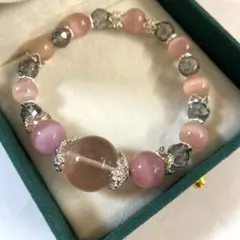 20mm大玉✨ピンクキャッツアイ風 姫系デザインブレスレット