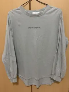 グレー 長袖Tシャツ テキストプリント