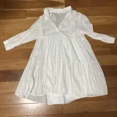 ホワイト ティアード 長袖チュニック Mサイズ