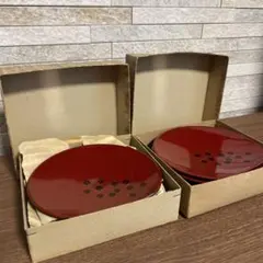 箱付き 銘々皿 赤い漆器 菓子器 10枚セット