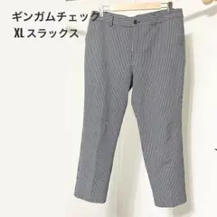 【美品】ギンガムチェック テーパードパンツ スラックス LL きれいめ