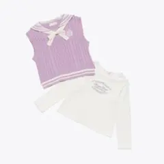 メゾピアノ　セーラーニットベスト&長袖Tシャツセット　140cm