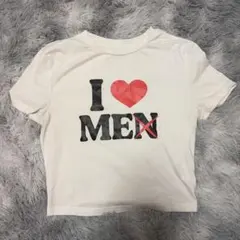 I LOVE MEN ロゴ クロップド丈 半袖Tシャツ
