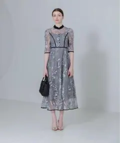 パフスリーブ ロングワンピース