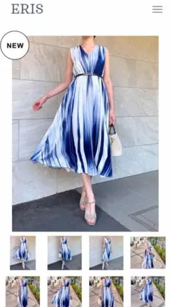 新品♡ ERIS ブルー　ストライプ　ロングワンピース