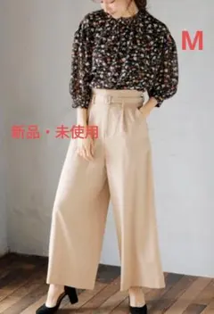 【新品・未使用】INGNI 共布ベルト付きハイウエストワイドパンツ 　M