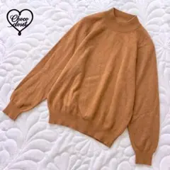 カシミア100% ニット セーター 柔ら素材 モックネック ブラウン