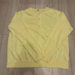 6️⃣UNIQLO クルーネック カーディガン イエロー 3XL 大きいサイズ
