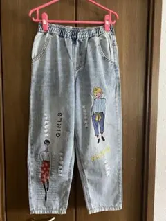 刺繍デザイン デニムパンツ レディース