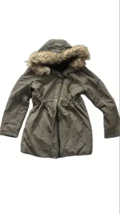 ファー・腰の絞り付きモッズコート オリーブ/カーキ/ブラック リバーシブル Ｍ