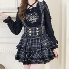 LIZLISA はしごリボンツイードティアードスカパン ブラック