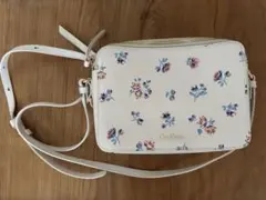 【美品】キャスキッドソン　牛革フラワープリント ショルダーバッグ
