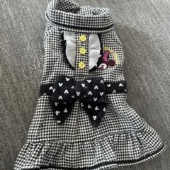 ヒョウ柄チェック犬服 リボン付き ペットパラダイス サイズ…3 S