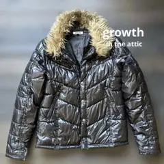 growth 黒 ファー付きショートダウンジャケット L