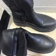 ブラック サイドゴアブーツ 厚底