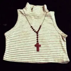 新品未使用 ボーダーのショート丈タンク