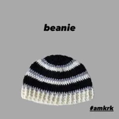 1 ビーニー　ニット帽　ハンドメイド　手編み　かぎ針編み　ユニセックス　編み物