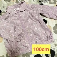 西松屋　フードなし　花柄 ジャケット アウター 100cm　紫ピンク