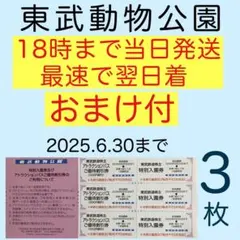 ⭐︎●お急ぎ●東武動物公園 特別入園券３枚•アトラクションパス割引券３枚a2