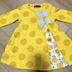 moujonjon 長袖水玉リボンワンピース 80cm お花