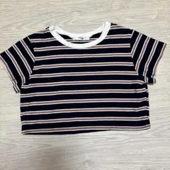 Flugge フラッジ クロップドTシャツ ボーダー柄 カジュアル