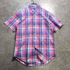 【Ralph lpauren】BDシャツ/半袖 マドラスチェック/開襟 ピンクのサムネイル