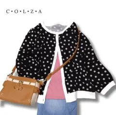 コルザ　カーディガン　九分袖　黒　ブラック　Lサイズ　小花柄　総柄　COLZAのサムネイル