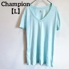 チャンピオン【L】ライトブルー Vネック Tシャツ 半袖 運動 スポーツ