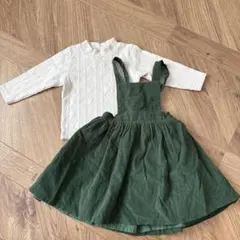 petit main 長袖　ジャンパースカートセット 80