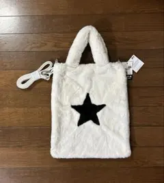 【新品未使用】ファー素材のホワイトトートバッグ　2way