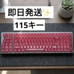 MX軸対応 クリア 透明 キーキャップ 115キー ピンク レッド