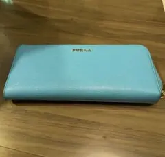FURLA エンボス加工 長財布 ライトブルー