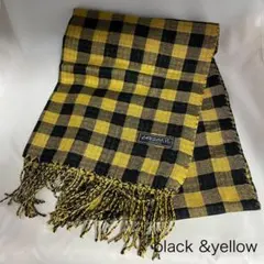 チェック柄 ストール マフラー イエロー 男女兼用 ビジネス カジュアル